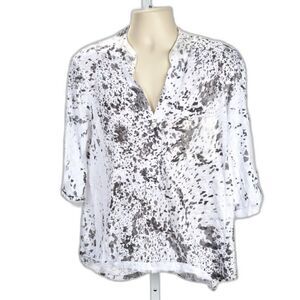 Impulse California Women's Gray and White Speckled Embellished Blouse Size L